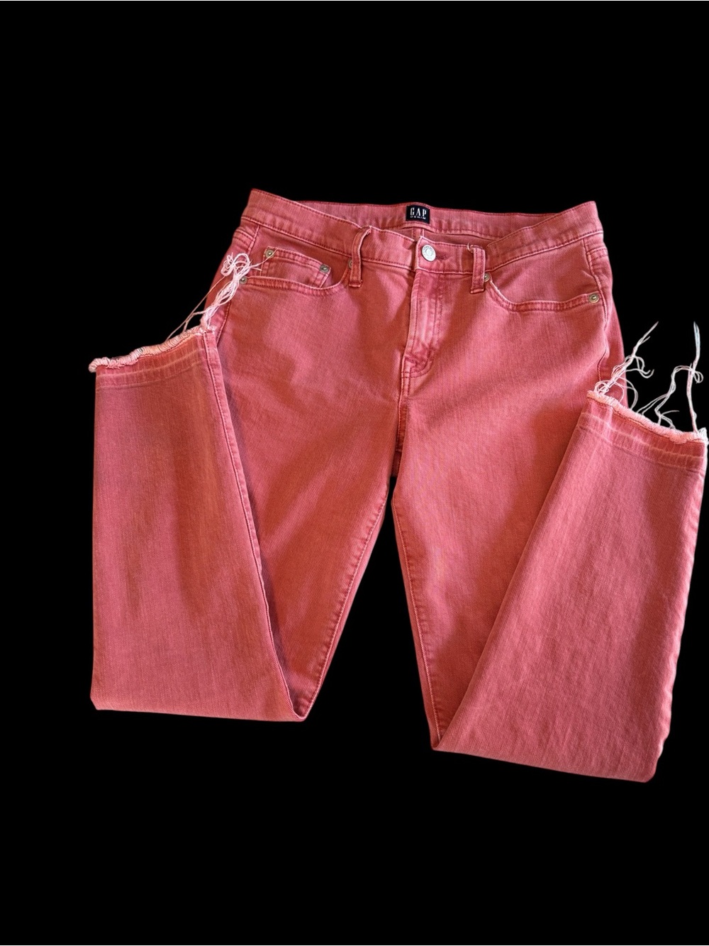 GAP Coral Pink Cropped Raw-Hem Jeans